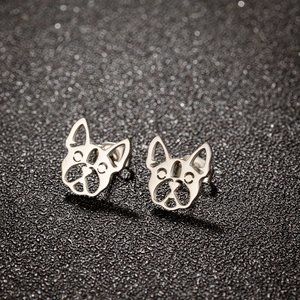 Mini Jewelry Dog Style Hollow Out Stainless Steel 18K Gold Plated Studs